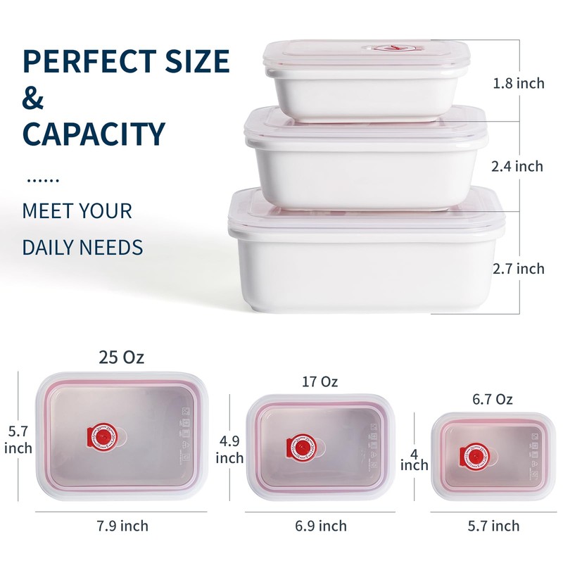 Ceramic Food Storage Containers with Lids, Meal Prep Containers Reusable,