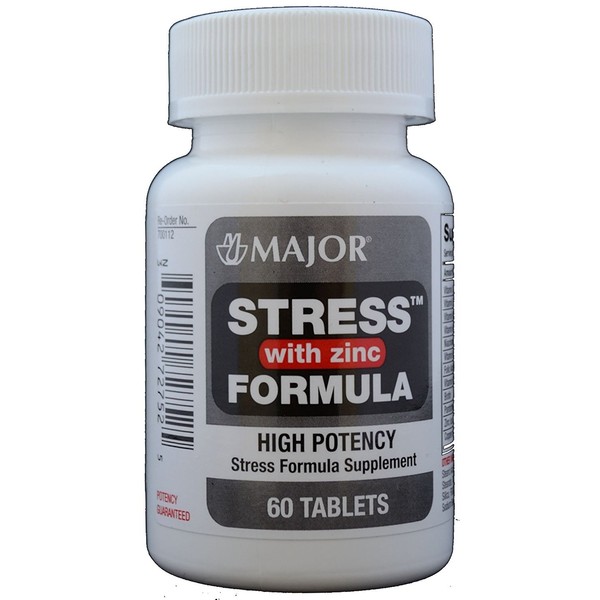 Stress Tab with Zinc High Potency Stress Formula with B-Vitamins, C+E, Plus Antioxidants and Zinc for Immune Support 60 Tablets per Bottle