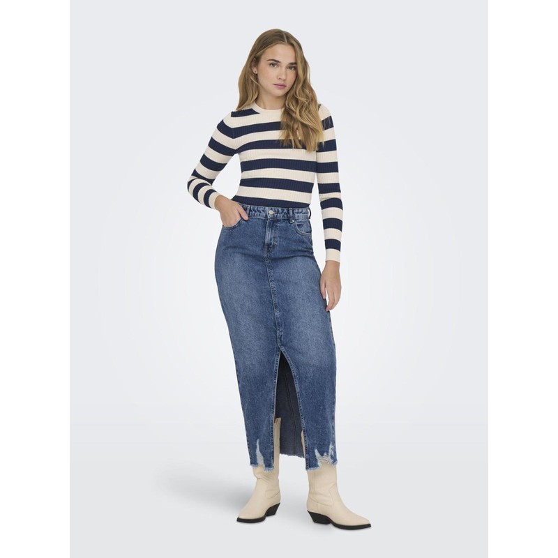 ONLY ONLEmma Life Women's Midi Jeans Skirt with Slit and