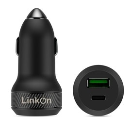 LinkOn 45W Car Charger, 27W USB-C PD3.0 and 18W USB-A QC3.0 Xs/Max/XR/X