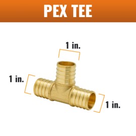SUNGATOR 3-Pack 1 Inch Tee PEX Brass Crimp Fitting, Pex Tubing Fitting No Lead Brass (1"x 1"x 1")
