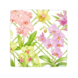 Caspari Orchid Conservatory Square Salad & Dessert Plates - 8 Paper Plates per Pack