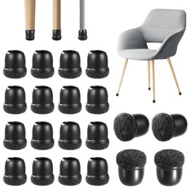 20PCS Black Chair Leg Protectors for Hardwood Floors, Silicone Chair Leg Floor Protectors for Chairs, Rubber Chair Leg Caps with Felt Pads for Tile from Scratches, Reduce Noise (Fit 0.75"-1")