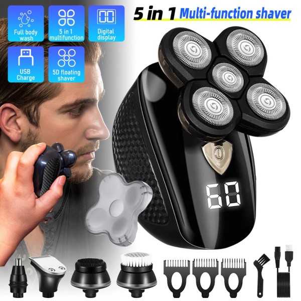 SOFIA 5D 5in1 Rotary Shaver Cordless Hair Trimmer Bald Head