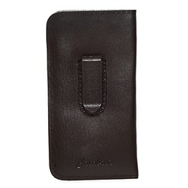 Calabria Mens Soft Slip-in Eyeglass Case w/Clip Medium Black Syn.Leather 6.25" Inch x 3.25