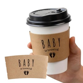 BONETAT 20 Counts A Baby Is Brewing, Coffee Cup Sleeves for Baby Shower Decorations, Disposable for Hot corrugated paper Sleeves 12 16 or 20 oz Paper Cup - A02