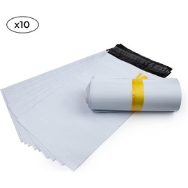 10 White Plastic Opaque Mailing Envelopes 25x35cm - Heavy Duty, Tamper Proof and Waterproof