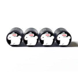Bunny Rabbit (Style 2) Tire Valve Caps - Black Aluminum - Set of Four