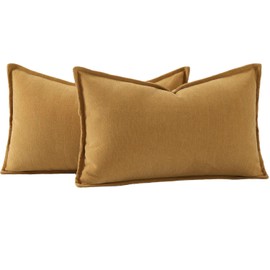 Madizz Textured Chenille Cushion Covers Set of 2 Super Soft Decorative Throw Pillow Covers Boho Pillowcases Modern Home Decor for Sofa Bedroom 12x20 inch, 30x50 cm, Mustard Yellow