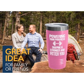 Personal Trainer Pink Edition Viking Tumbler 20oz - Powering Your Progress - Fitness Instructor Workout Coach Exercise Lover Cardio Lover Gym Coach