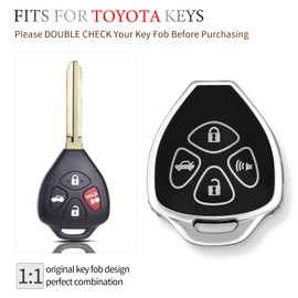 OFFCURVE Key Fob Cover for Toyota, Car Key Case for Toyota 2009-2016 Venza/Camry 2007 2008 2009 2010 2011/Corolla 2009-2010 Car Smart Key Accessories Holder Protector, Black