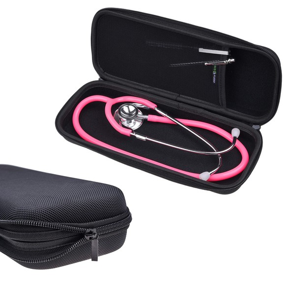 Eco-Fused Stethoscope Case - Fits: Littmann, MDF, ADC, Omron and More - Large Mesh Pocket for Accessories - Durable Nylon Material - Protects Hearing Aid - Prevents Bending and Dents - Black