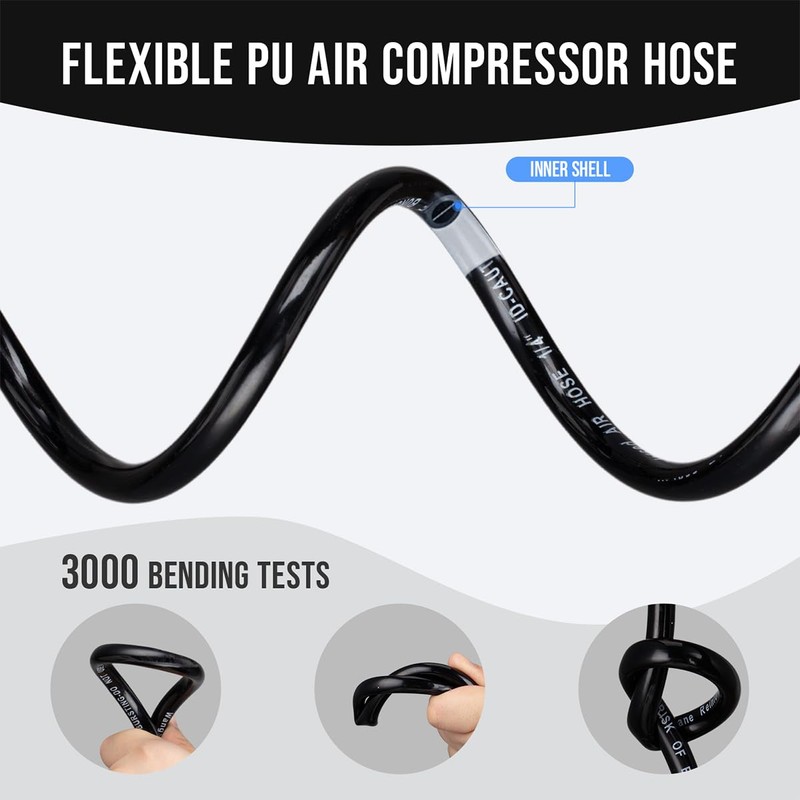 Wangsucc 1/4 In × 25 ft Heavy Duty Polyurethane Recoil