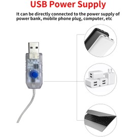 Fairy Lights Plug in 2 Pack, 8 Modes 33ft 100 LED Firefly Twinkle String Lights, USB Mini Small Cute Christmas Tree Twinkling Lights for Indoor Bedroom Party Wedding Valentines (Cold White, 2)