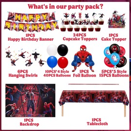 Super Hero Themed Birthday Party Decorations Set – Includes Banner, Foil Balloons, Printed Balloons for Kids Birthday Party Supplies