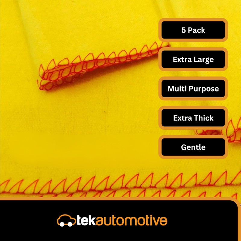 Tek Automotive Yellow Dusters 5 Pack - Extra Large Cotton