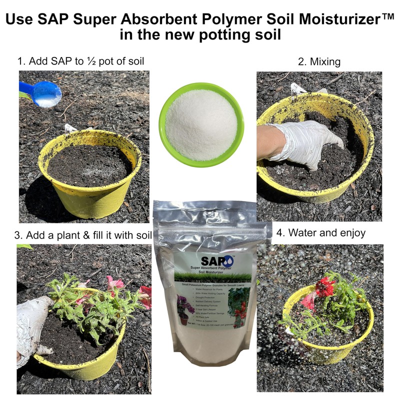SAP Superabsorbent Polymer Soil Moisturizer & Hydration Enhancer for Plants