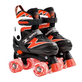 SUPER YOUNGSTER Adjustable Roller Skates Boys Kids 4-12 Roller Skates with Light up Wheels, Fun Rollerskate for Youth Toddlers