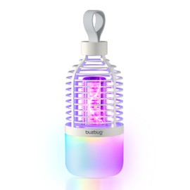 Buzbug LED Bug Zapper Outdoor and Indoor with Camping Light & RGB Ambient Light, 4500mAh Rechargeable Battery, 10-Year Lifespan LED Lamp, 3-in-1 Ultralight Portable Flying Trap for Camping (White)