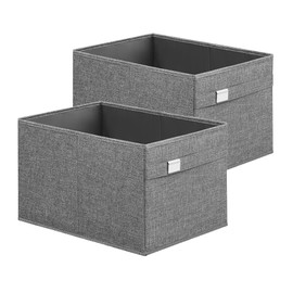SONGMICS Storage Baskets, Set of 2 Extra Large Storage Bins for Organizing, 30L, 15.7 x 11.8 x 9.8 Inches, Fabric Storage Cubes for Shelves, Easy to Clean, Foldable, 2 Handles, Dove Gray UROB240G02