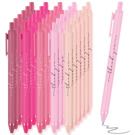 Dispowreath 30 Pcs Thank You Pens Bulk Multicolor Ballpoint Pens Thank You Gift for Men Women Employee Appreciation Gifts Holiday Gifts for Teacher Office Party Favors(Pink Series)