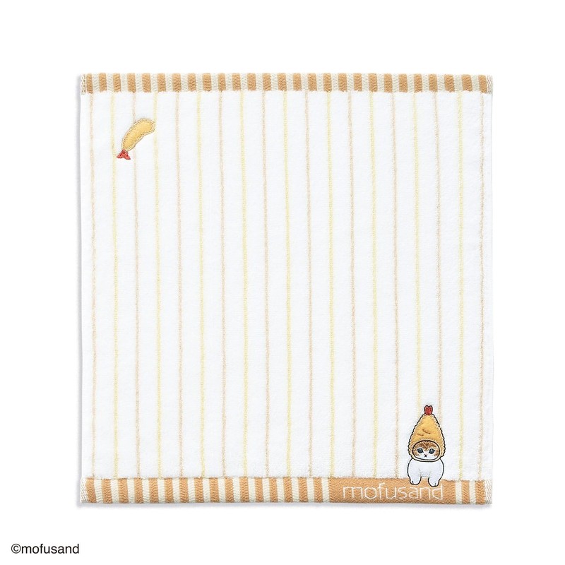 Towel Museum mofusand Striped Wash Towel, Orange, Ebinyan, Cats, Cute,
