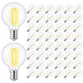 KGC Plastic C7/G40 Replacement LED Light Bulbs - 0.6W Equivalent to 7W Incandescent Bulbs 2700K, E12 Screw Base Shatterproof & Waterproof LED Globe Light Bulbs for Outdoor String Lights (50 Pack)