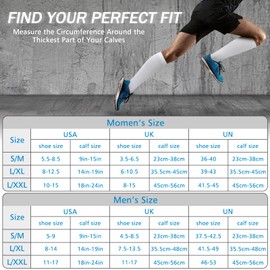 2 Pairs Compression Socks for Women & Men(15-20 mmHg), Compression Stocking for Travel, Nurse, Running (Black+White, Small-Medium)