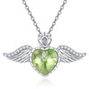 TANGPOET Angel Wings Necklace 925 Sterling Silver Love Heart Crystal