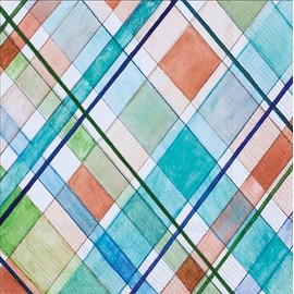 IHR Ideal Home Range Cocktail Napkins Disposable 3-Ply Paper Party Napkin Pack, 5" x 5", Madras Plaid, 20-Count