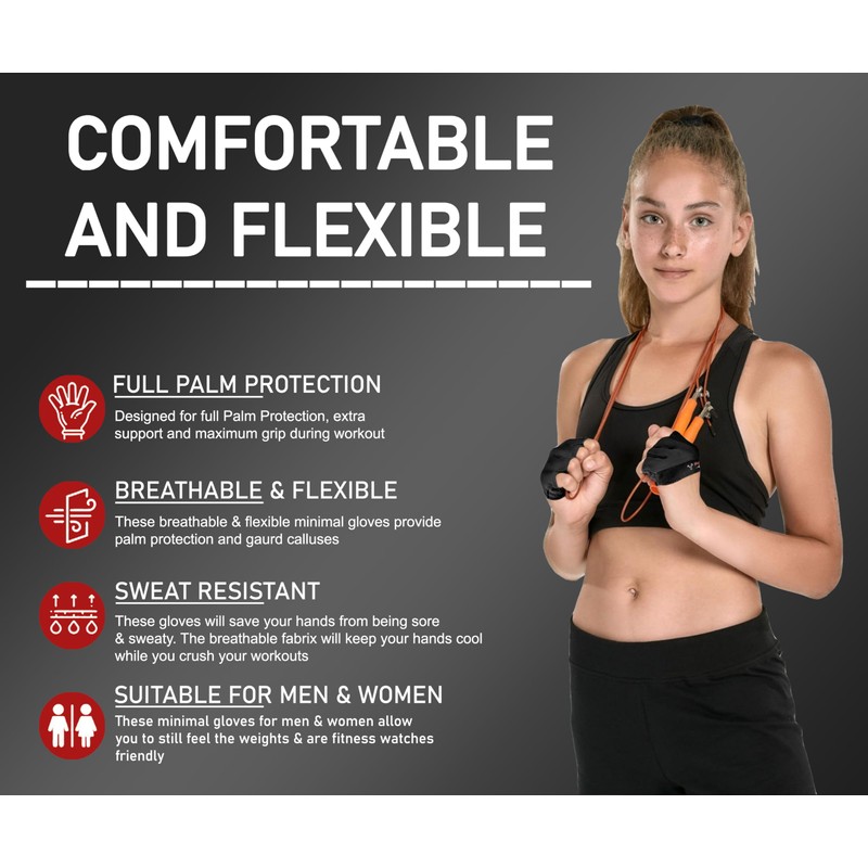 FITNESS FORCE Workout Gloves for Men & Women Partial Weight