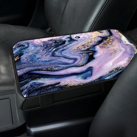 AFYEWKC Car Center Console Cover, Universal Soft Large Neoprene Auto Armrest Seat Box Cover, Funny Car Decor Accessories Fit for Most Cars, Vehicles, SUVs Luxury Purple Marble