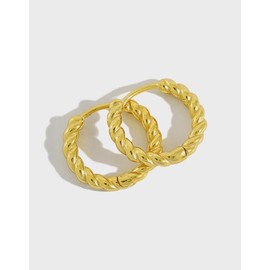 ZOYA JEWELRY DESIGN 18K White and Gold-Plated pure 925 Sterling Silver Hypoallergenic cute Hoop Earrings for Women - Trendy TikTok Jewelry (Gold plated)