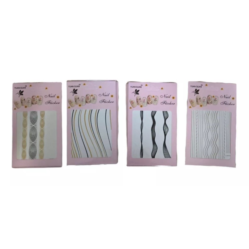 Stickers Uñas Paquete 12 Plantillas Diseños Varios Grecas