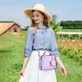 PORRASSO Women's Handbag Cute Shoulder Bag Handbag Women Waterproof PU Leather Shoulder Bag Top Handle Bag for Travel Dating Daily Use, Purple, Elegant, classic