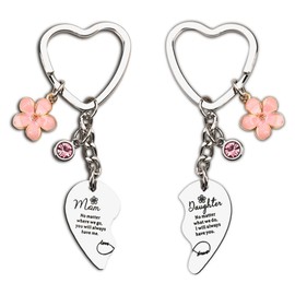 Mom Daughter Christmas Gifts for Mother Daughter Matching Keychains for Mom Daughter Birthday Gift for Daughter Mommy Heart Keychains 2 PCS Mom Daughter Long Distance Gifts for Women Girls