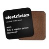 Electrician Square Coaster - Work New Job Dictionary Regular But
