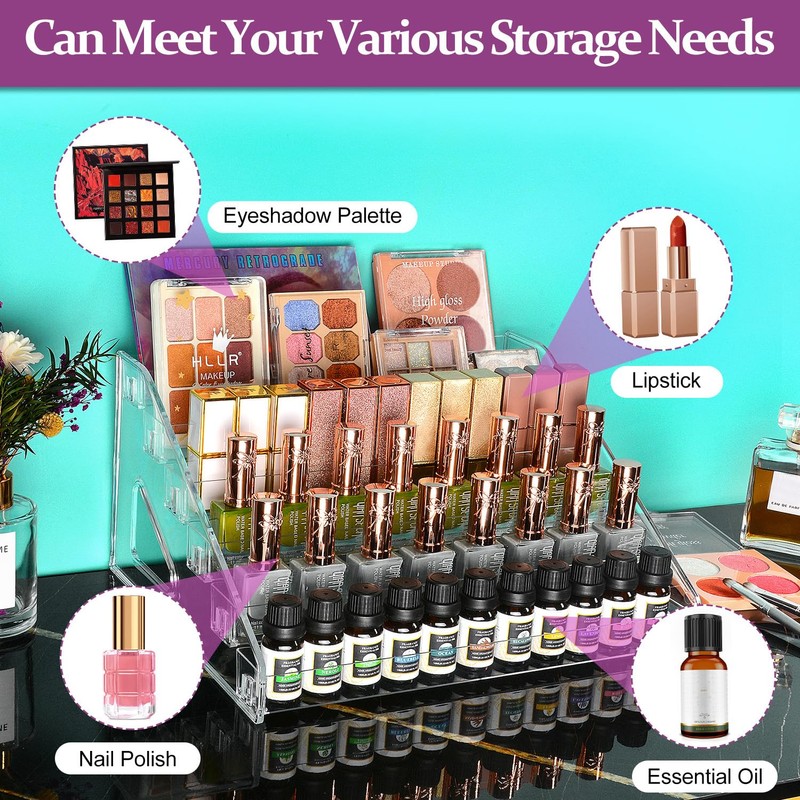 JessLab Nail Polish Organizer, Clear Acrylic Nail Polish Rack Essential