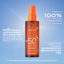 Lancaster Sun Beauty Dry Body Oil SPF50 150ml | Photoaging Control | Broad Spectrum Sun Protection | Fast Tan Optimizer | Water Resistant Formula | Dries Invisible | Suitable for All Skin Types