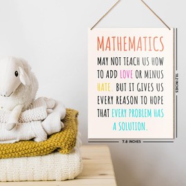 Math Classroom Wall Sign Hanging Decor, High School Middle School Classroom Wooden Decor Math Room Mathematics Decoration, Gift for Math Lover Student Math Teacher