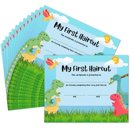 First Haircut Certificate, 25 Pcs First Haircut Achievement Certificates of Recognition, Dinosaur Barbershop Award Certificates of Hair Cutting, 1st Haircut Keepsake Gifts for Kids, 07