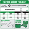 SK 1/2" Drive Socket Set with 216-P Quick-Release Ratchet, 23-Piece,