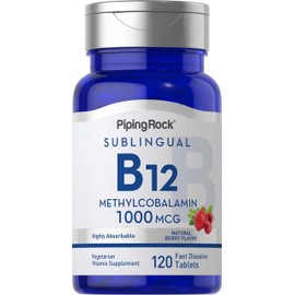 Piping Rock Vitamin B12 Sublingual 1000 mcg | 120 Tablets | Methylcobalamin Supplement | Non-GMO, Gluten Free