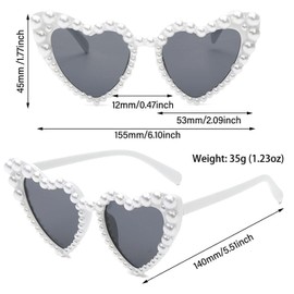 AYNKH Heart Shaped Pearl Sunglasses for Women Girls, Vintage Fashoin Cat Eye Shaped Love Glasses, Bridal Party Wedding Summer Festival Accessories (Leopard)