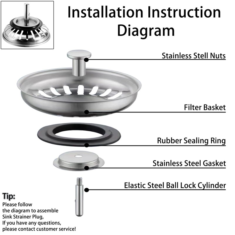 Sink Strainer Plug, 2Pack Kitchen Sink Waste Plug Drain Stopper