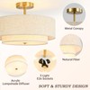 16" Semi Flush Mount Ceiling Light, 3-Light Gold Drum Ceiling
