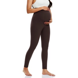 Happy. angel Women’s Maternity Leggings Over The Belly, Soft Stretchy Pregnancy Pants for Active Workout Yoga Wearing，Coffee，Medium