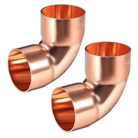 sourcing map 90 Degree Copper Elbow Pipe Screw Connector for Plumbing Work 2pcs