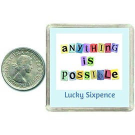 Lucky Sixpence Coin Gift, great inspirational good luck charm present idea for friends, relatives, and work colleagues for occasions like birthdays, anniversaries, xmas