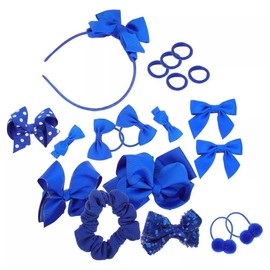 Sarini 20PCS Blue Hair Accessories for Girls, School Hair Accessories Set Blue Hair Bows Hair Clips Bobbles